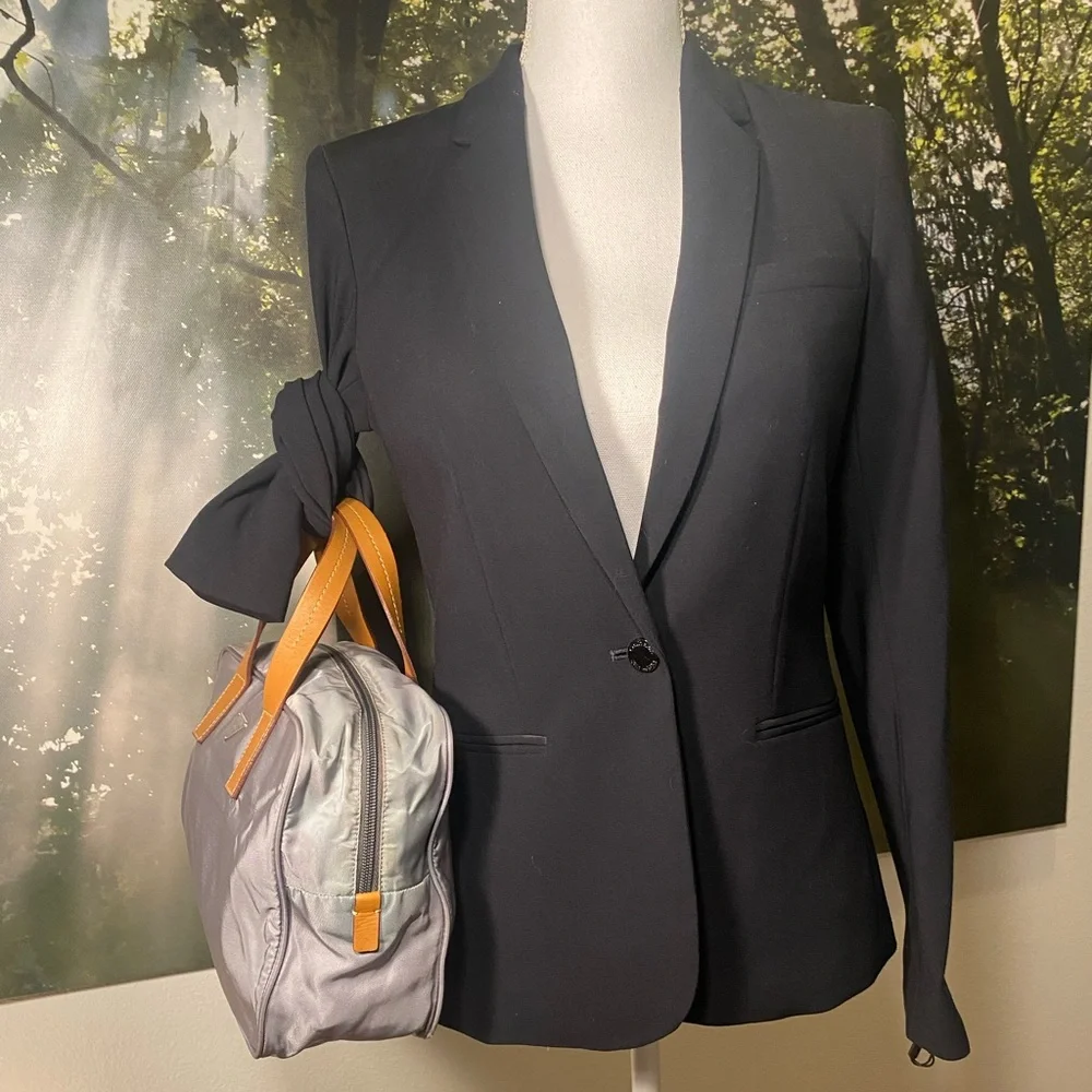 Prada Gray Nylon Satchel with Tan Leather Handles